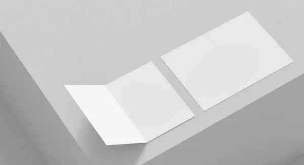 Fold Broschüre Mock Isoliert Auf Weißem Hintergrund Faltpapier Attrappe Auf — Stockfoto