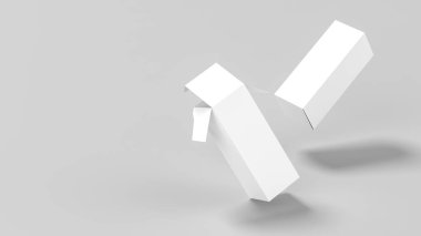 Kutu, beyaz arka planda izole edilmiş şekilde tasarlandı. Kozmetik ya da ilaç kutusu maketi. 3B illüstrasyon. 