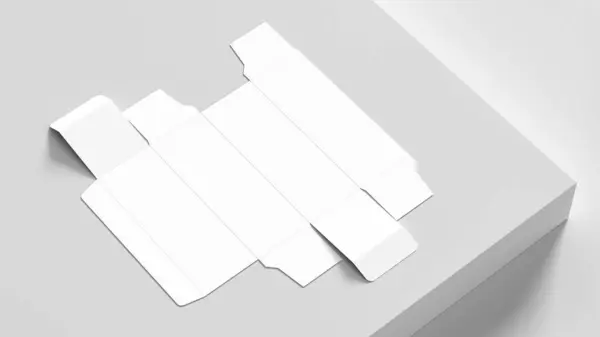 Entfaltete Box Attrappe Isoliert Auf Weißem Hintergrund Kosmetika Oder Medikamentenschachteln — Stockfoto