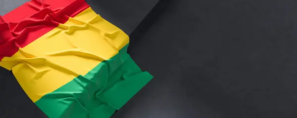 Guineas Flagga Tyg Strukturerad Guinea Flagga Isolerad Mörk Bakgrund Illustration Stockbild