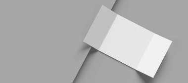 Kapı katlama broşürü beyaz arka planda izole edilmiş bir şekilde duruyor. 3 panel broşürü. 3B illüstrasyon