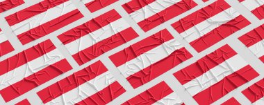 Avusturya bayrağı. Kumaş desenli Avusturya bayrağı beyaz arka planda izole edildi. 3B illüstrasyon