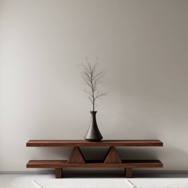 Oturma odasının içi modern mobilyalarla dolu. Boş duvar modern iç dizaynla modellenir. 3B illüstrasyon