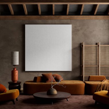 Mekan, Japonların esinlendiği zarafeti kucaklıyor. Basitliğin modern rahatlıkla buluştuğu, rahatlatıcı ve sessiz bir düşünce için mükemmel bir atmosfer yarattığı yer. 3B illüstrasyon