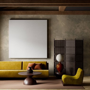 Bu zarif iç mekan geleneksel Japon tasarımıyla modern konforu birleştirir. Doğal ışık, dünyevi renkler ve basit formlar barışçıl bir atmosfer yaratır. 3B illüstrasyon