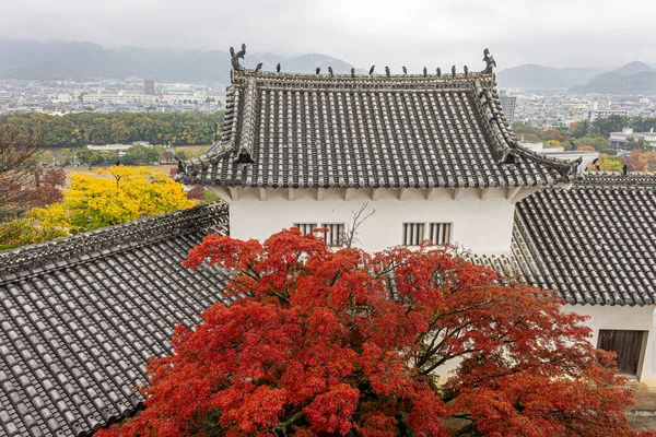 Himeji Japan Luftaufnahme Der Geschwungenen Giebel Und Dachziegel Des Silberreihers — Stockfoto