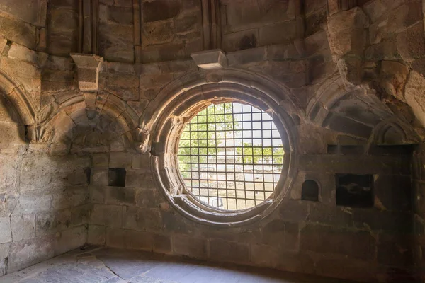 Романское Розовое Окно Средневековом Монастыре Святой Марии Карраседо Испания — стоковое фото