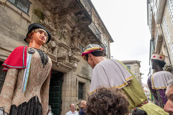Santiago Compostela Spanje Reuzenhoofden Van Desfile Cabezudos Dia Del Apostol — Stockfoto