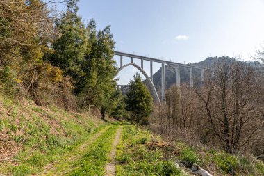 Bir Ponte Ulla, İspanya. Gundian 'ın Ulla nehrinin üzerindeki iki viyadük.