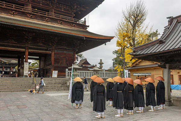 Nagano Japão Japonês Zen Monges Budistas Escola Soto Com Chapéus Fotografia De Stock