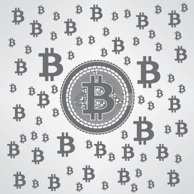 Bitcoin Deseni Gri Vektör Çizimi