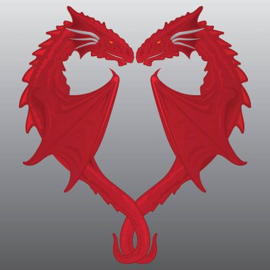 Kalp Şekilli Çift Kırmızı Ejderha