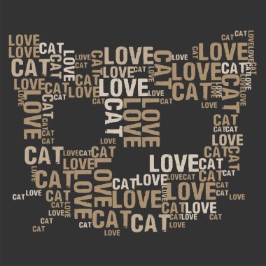 Kedi Sevgisi Tipografik Soyut Resim