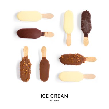 Dondurmalı kusursuz desen. Soyut arkaplan. Dondurmalar beyaz arka planda.