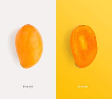 Mangodan yapılmış yaratıcı bir düzen. Düz yatıyordu. Yiyecek konsepti.