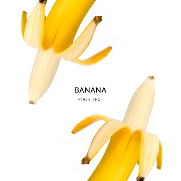 Креативная Раскладка Банана Белом Фоне Концепция Питания Концепция Макроса — стоковое фото