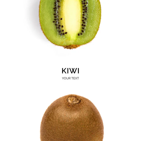 Creatieve Lay Out Gemaakt Van Kiwi Witte Achtergrond Plat Gelegd — Stockfoto
