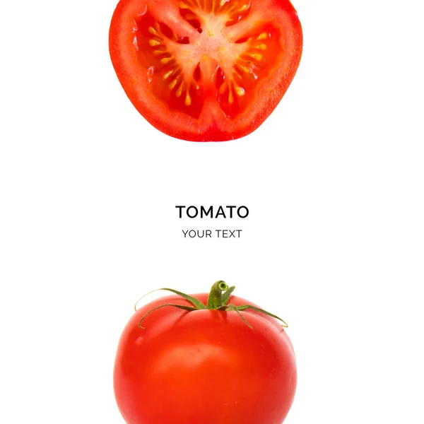Tata Letak Kreatif Yang Terbuat Dari Tomat Pada Latar Belakang — Stok Foto
