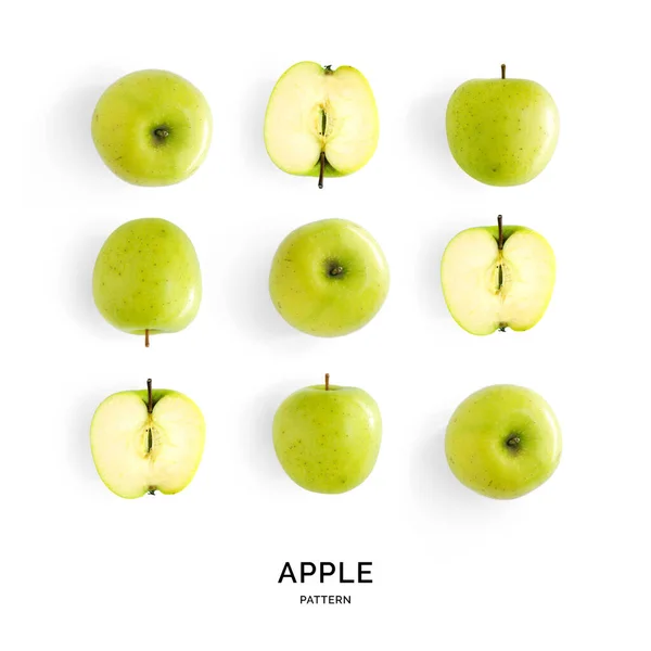 Απρόσκοπτη Μοτίβο Πράσινα Μήλα Φρούτα Αφηρημένο Υπόβαθρο Μήλο Στο Λευκό — Φωτογραφία Αρχείου