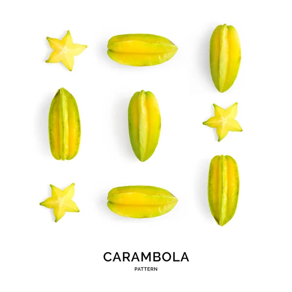 Απρόσκοπτη Μοτίβο Καραμπόλα Φρούτα Αφηρημένο Υπόβαθρο Καραμπόλα Στο Λευκό Φόντο — Φωτογραφία Αρχείου