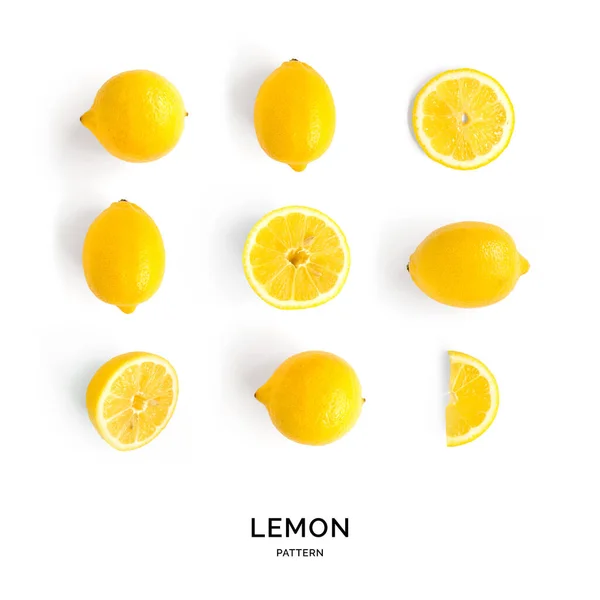 レモンとのシームレスなパターン 熱帯抽象的な背景 白を背景にレモン — ストック写真