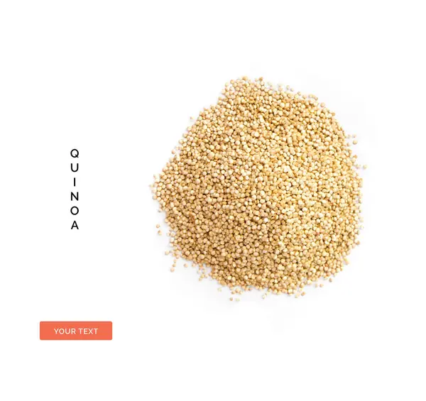 Kreatives Layout Aus Quinoa Auf Weißem Hintergrund Flach Gelegt Ernährungskonzept — Stockfoto