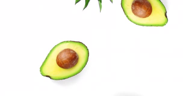 Bewegungsanimation Mit Avocado Avocado Animation Auf Weißem Hintergrund Ansicht Von — Stockvideo