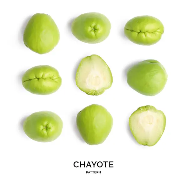 Creative Layout Made Chayote White Background Flat Lay Food Concept — Stock Photo, Image