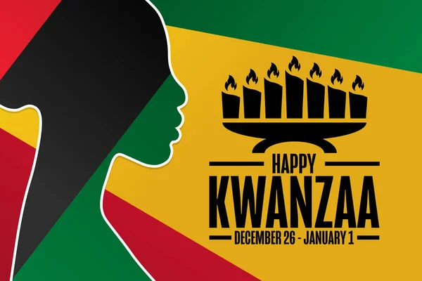 Mutlu Kwanzaa Lar Aralık Ocak Tatil Konsepti Arkaplan Afiş Kart — Stok Vektör