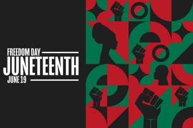 Haziran 'da. Özgürlük Günü. 19 Haziran. Tatil konsepti. Arkaplan, afiş, kart, yazılı poster şablonu. Vektör EPS10 illüstrasyonu