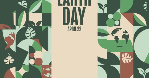 Feliz Día Tierra Abril Animación Plana Vacaciones Diseño Gráfico Movimiento — Vídeo de stock