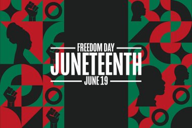 Juneteenth. Freedom Day. June 19. Holiday concept. Template for background, banner, card, poster with text inscription. Vector EPS10 illustration clipart