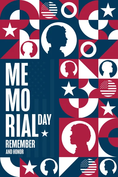 Memorial Day. Remember and Honor. Holiday concept. Template for background, banner, card, poster with text inscription. Vector EPS10 illustration
