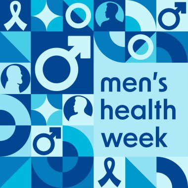 Erkek Sağlığı Haftası. Tatil konsepti. Arkaplan, afiş, kart, yazılı poster şablonu. Vektör EPS10 illüstrasyonu