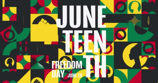 Juneteenth Freedom Day June Flat Holiday Animation Motion Graphic Design — Vídeo de stock