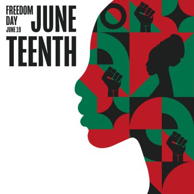 Haziran 'da. Özgürlük Günü. 19 Haziran. Tatil konsepti. Arkaplan, afiş, kart, yazılı poster şablonu. Vektör EPS10 illüstrasyonu