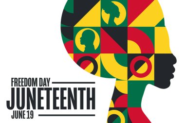 Haziran 'da. Özgürlük Günü. 19 Haziran. Tatil konsepti. Arkaplan, afiş, kart, yazılı poster şablonu. Vektör EPS10 illüstrasyonu