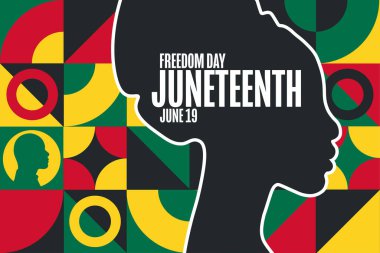 Haziran 'da. Özgürlük Günü. 19 Haziran. Tatil konsepti. Arkaplan, afiş, kart, yazılı poster şablonu. Vektör EPS10 illüstrasyonu