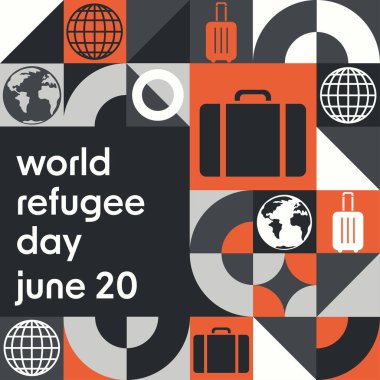 World Refugee Day. June 20. Holiday concept. Template for background, banner, card, poster with text inscription. Vector EPS10 illustration