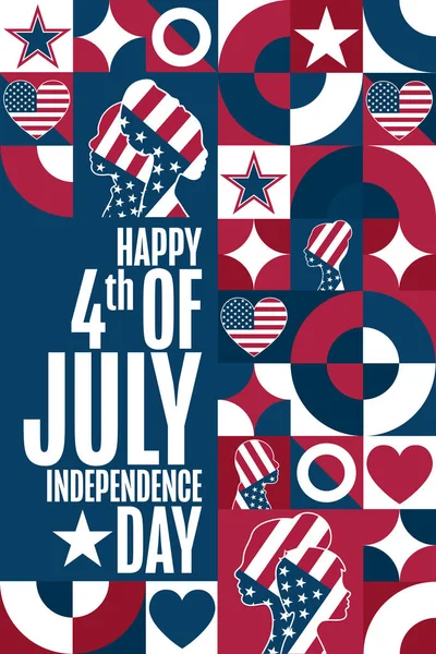 Feliz Día Independencia Julio Estados Unidos Concepto Vacaciones Plantilla Para — Archivo Imágenes Vectoriales