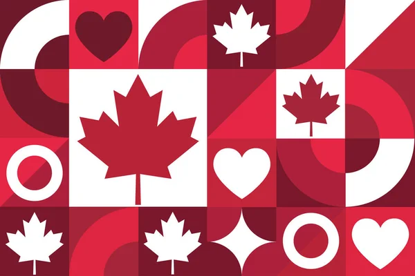 カナダの日 7月1日 シームレスな幾何学模様 バナー カード ポスターのテンプレート ベクトルEps10のイラスト — ストックベクタ