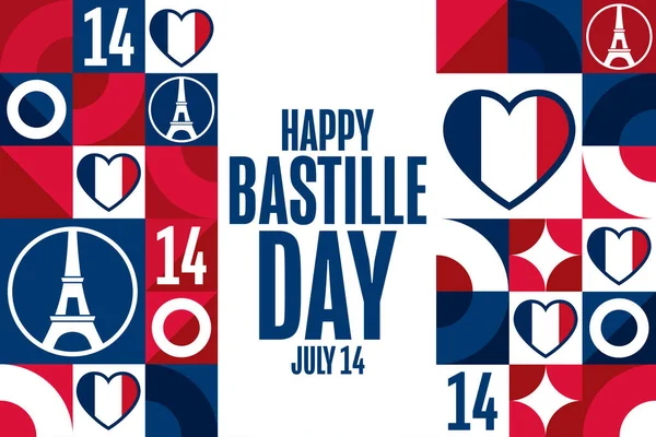 Šťastný Den Bastily Července Koncept Dovolené Šablona Pro Pozadí Nápis — Stockový vektor