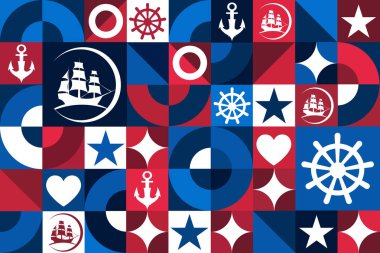 Columbus Günün kutlu olsun. Kusursuz geometrik desen. Arkaplan, afiş, kart, poster için şablon. Vektör EPS10 illüstrasyonu