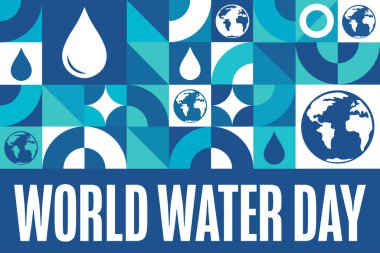 Dünya Su Günü. 22 Mart. Tatil konsepti. Arkaplan, afiş, kart, yazılı poster şablonu. Vektör EPS10 illüstrasyonu