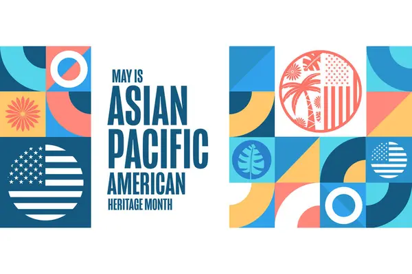 五月是亚太裔美国人遗产月 假期的概念 背景模板 海报与文字题词 矢量Eps10示例 免版税图库矢量图片