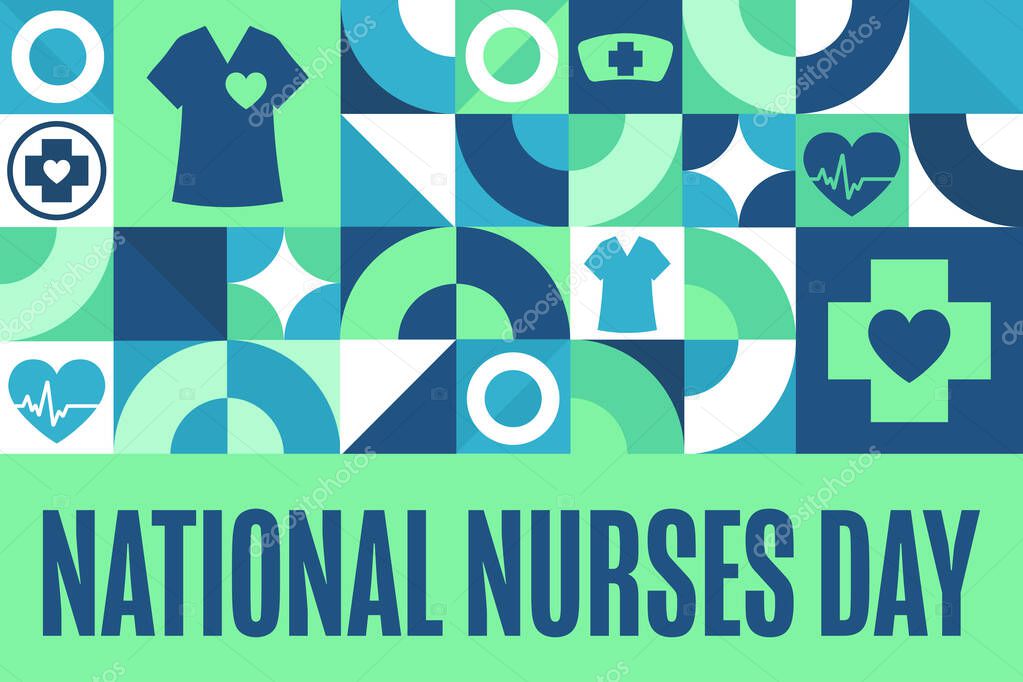National Nurses Day. May 6. Holiday concept. Template for background, banner, card, poster with text inscription. Vector EPS10 illustration