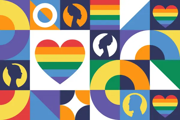 Internationella Dagen Mot Homofobi Tranfobi Och Bifobi Maj Sömlöst Geometriskt Stockillustration
