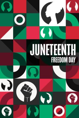 Haziran 'da. Özgürlük Günü. 19 Haziran. Tatil konsepti. Arkaplan, afiş, kart, yazılı poster şablonu. Vektör EPS10 illüstrasyonu