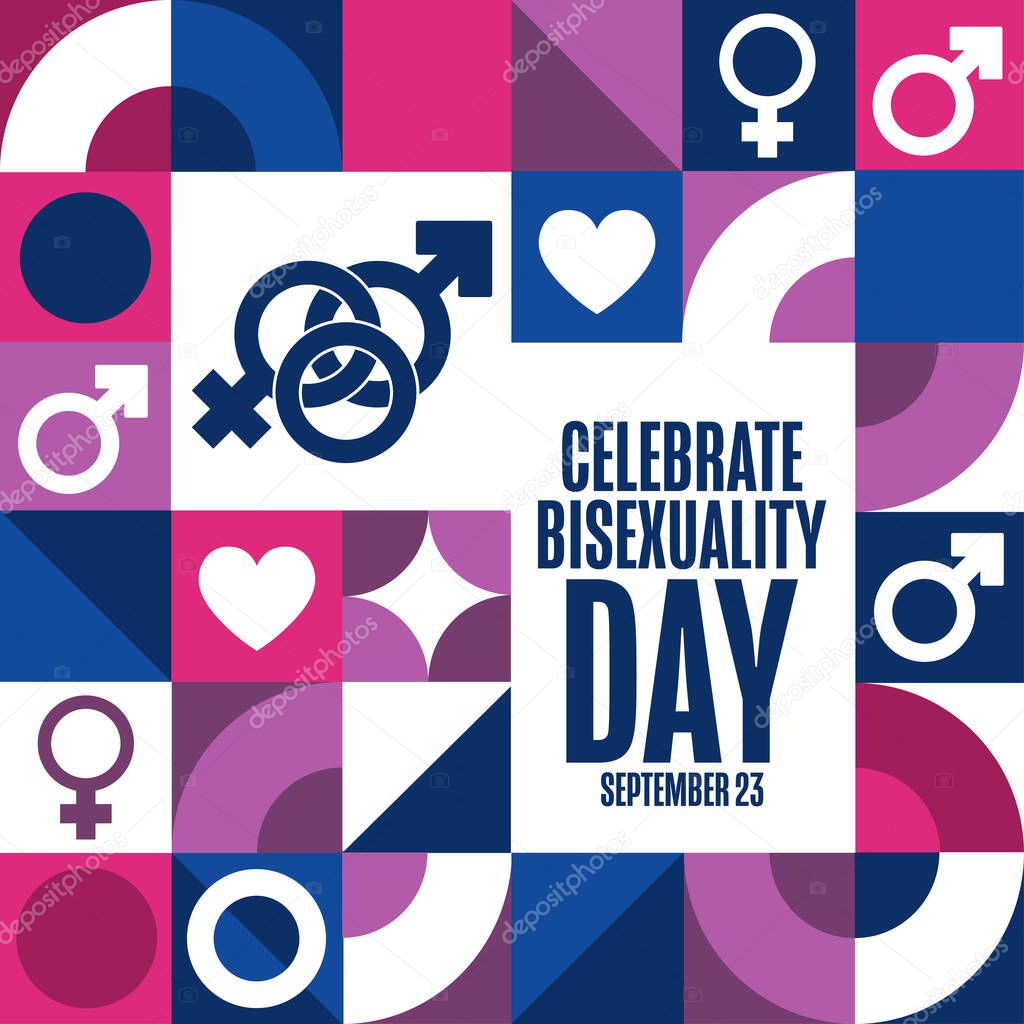 Celebrate Bisexuality Day. September 23. Holiday concept. Template for background, banner, card, poster with text inscription. Vector EPS10 illustration