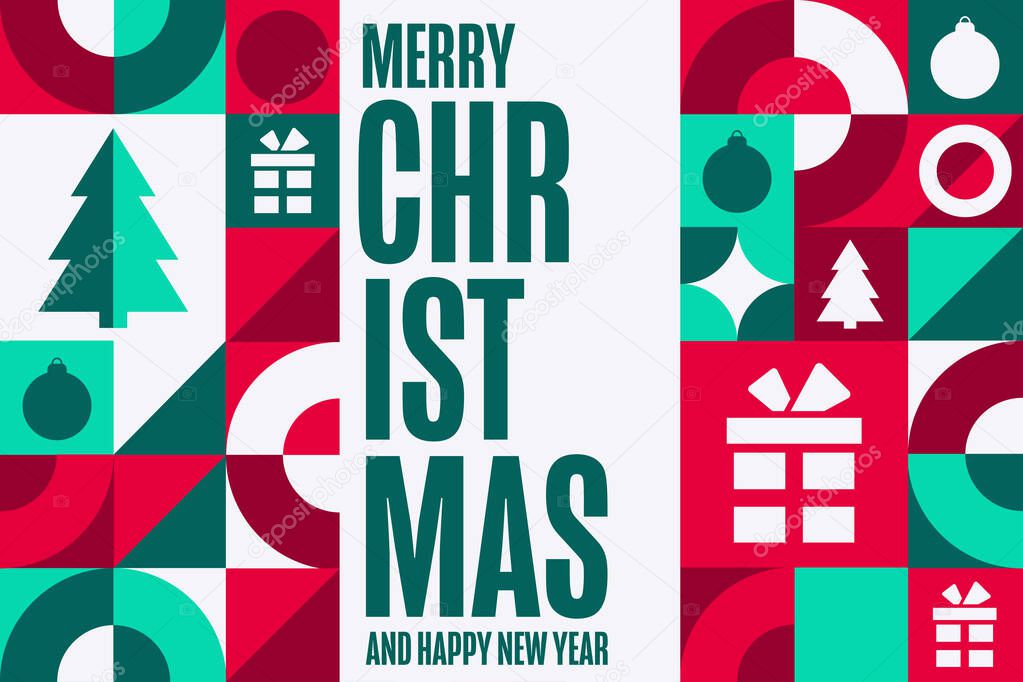 Merry Christmas and Happy New Year. Holiday concept. Template for background, banner, card, poster with text. Vector EPS10 illustration